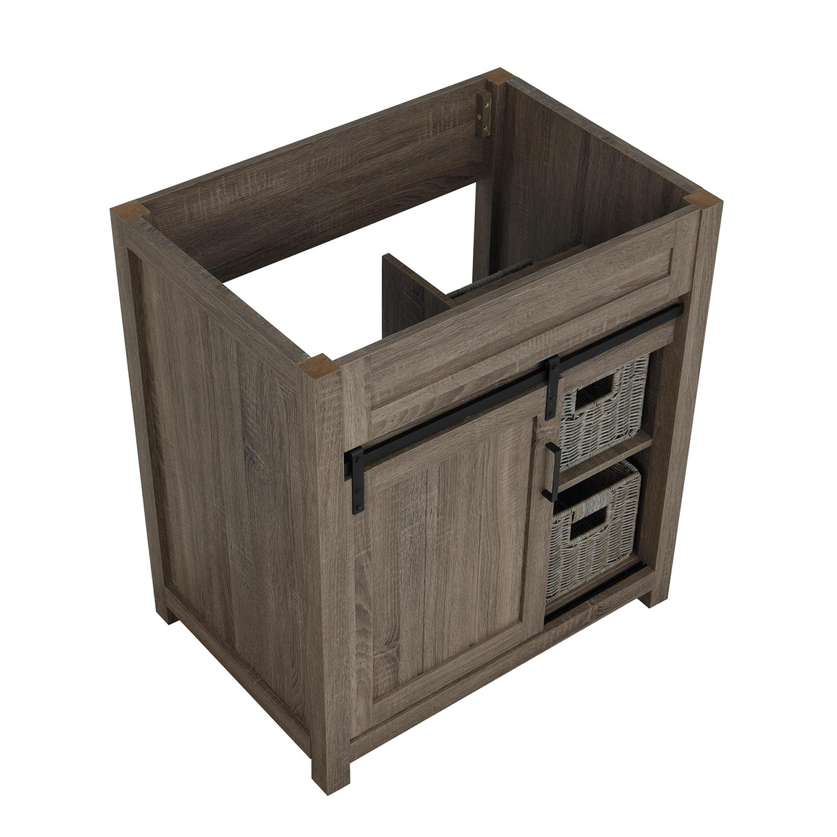 30" Farm Barn Freestanding Solid Wood Antique Brown Bathroom Vanity Cabinet Without Top