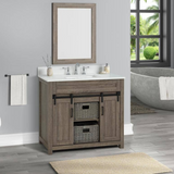 36" Farm Barn Freestanding Solid Wood Antique Brown Bathroom Vanity Cabinet Without Top