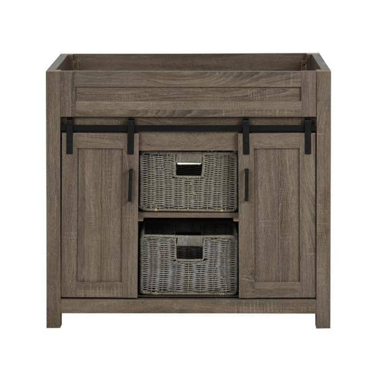 36" Farm Barn Freestanding Solid Wood Antique Brown Bathroom Vanity Cabinet Without Top
