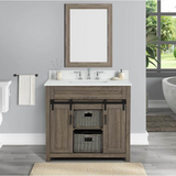 36" Farm Barn Freestanding Solid Wood Antique Brown Bathroom Vanity Cabinet Without Top