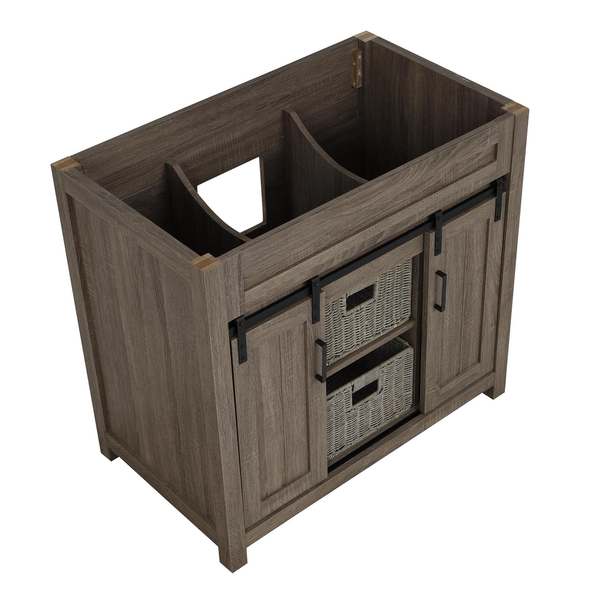 36" Farm Barn Freestanding Solid Wood Antique Brown Bathroom Vanity Cabinet Without Top