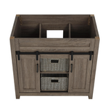 36" Farm Barn Freestanding Solid Wood Antique Brown Bathroom Vanity Cabinet Without Top