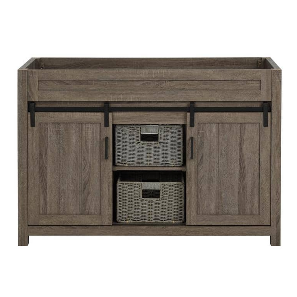 48" Farm Barn Freestanding Solid Wood Antique Brown Bathroom Vanity Cabinet Without Top