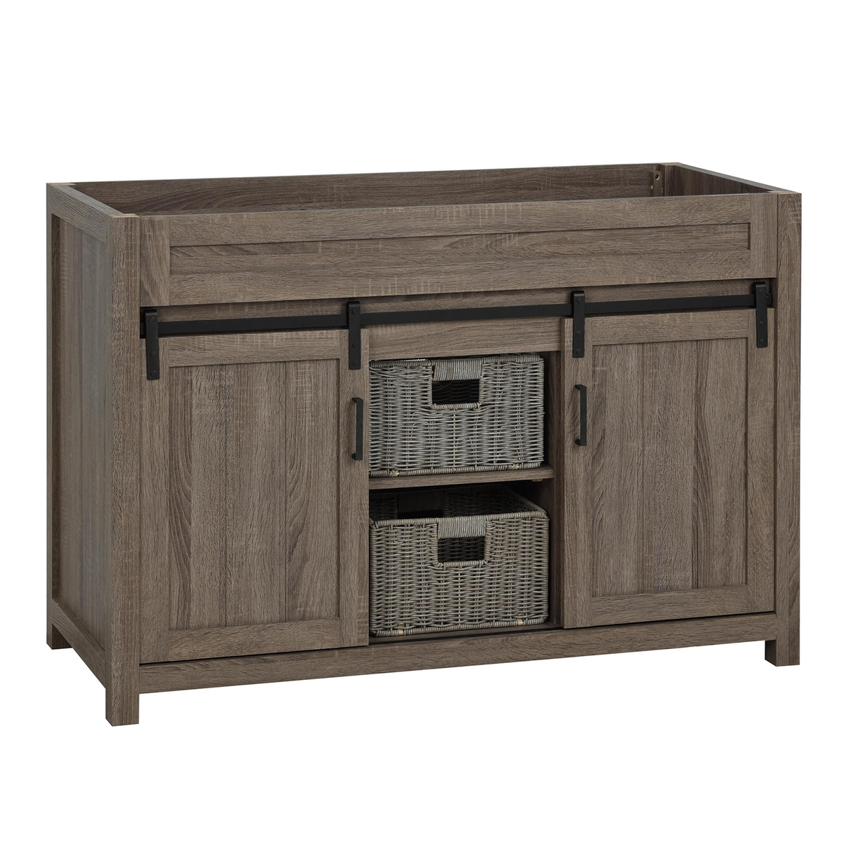 48" Farm Barn Freestanding Solid Wood Antique Brown Bathroom Vanity Cabinet Without Top