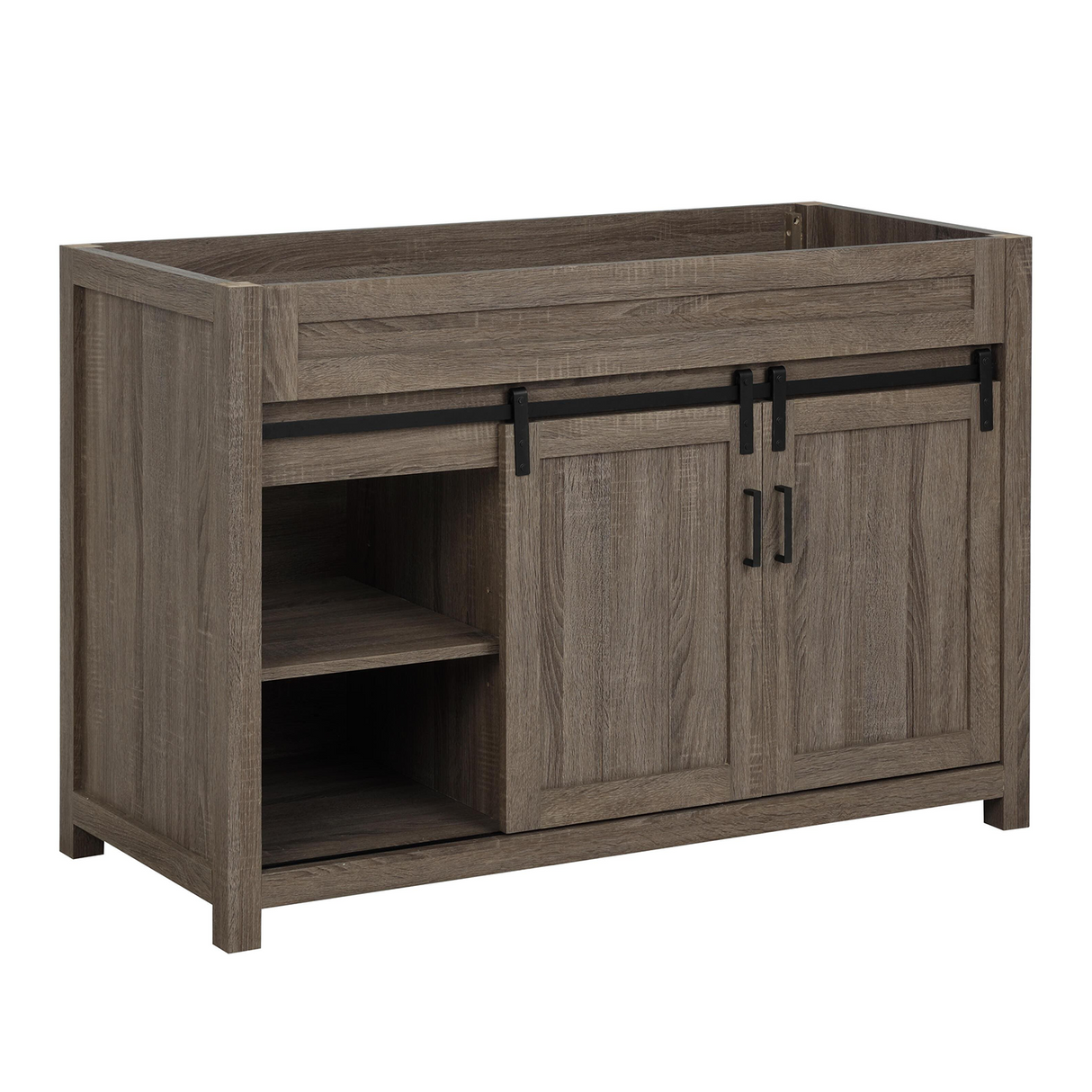 48" Farm Barn Freestanding Solid Wood Antique Brown Bathroom Vanity Cabinet Without Top