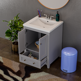 Adak 24 In. Gray Freestanding Bathroom Vanity with Porcelain Sink Top