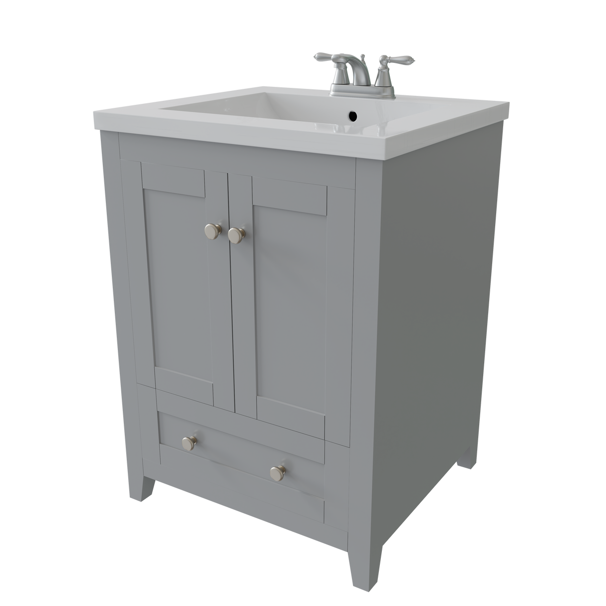 Adak 24 In. Gray Freestanding Bathroom Vanity with Porcelain Sink Top