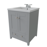 Adak 24 In. Gray Freestanding Bathroom Vanity with Porcelain Sink Top