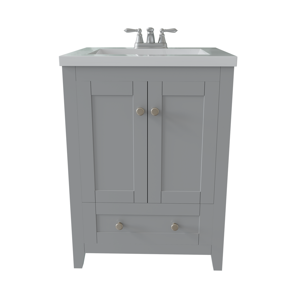 Adak 24 In. Gray Freestanding Bathroom Vanity with Porcelain Sink Top