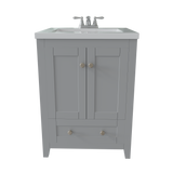 Adak 24 In. Gray Freestanding Bathroom Vanity with Porcelain Sink Top