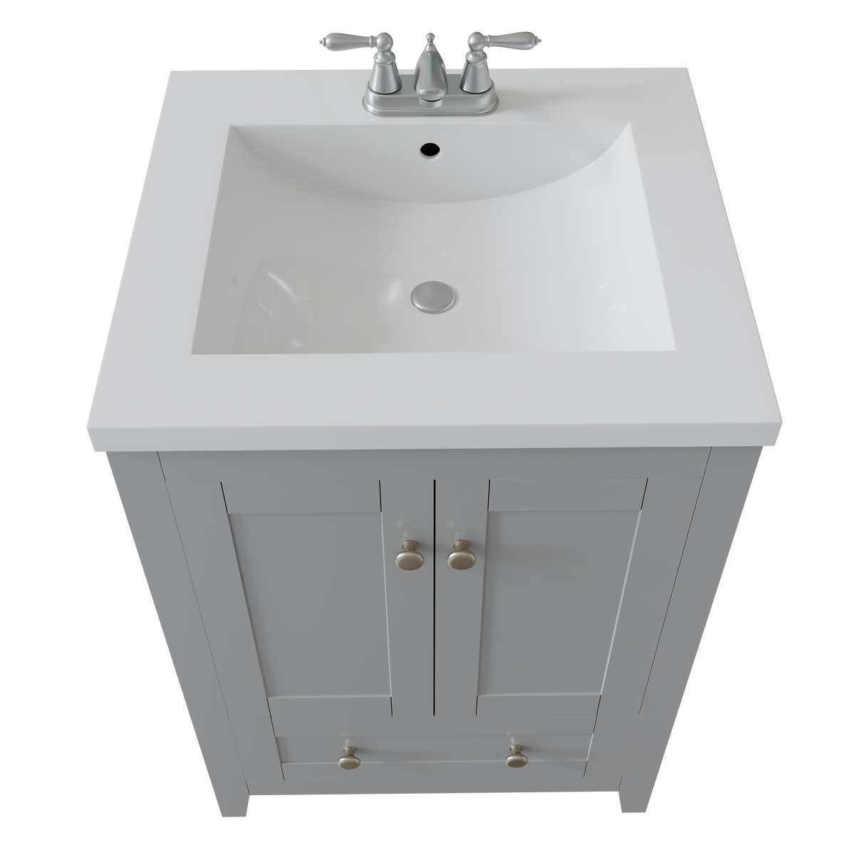 Adak 24 In. Gray Freestanding Bathroom Vanity with Porcelain Sink Top