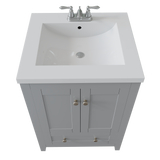 Adak 24 In. Gray Freestanding Bathroom Vanity with Porcelain Sink Top