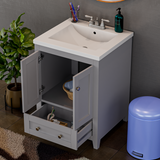 Adak 24 In. Gray Freestanding Bathroom Vanity with Porcelain Sink Top