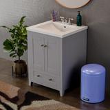 Adak 24 In. Gray Freestanding Bathroom Vanity with Porcelain Sink Top