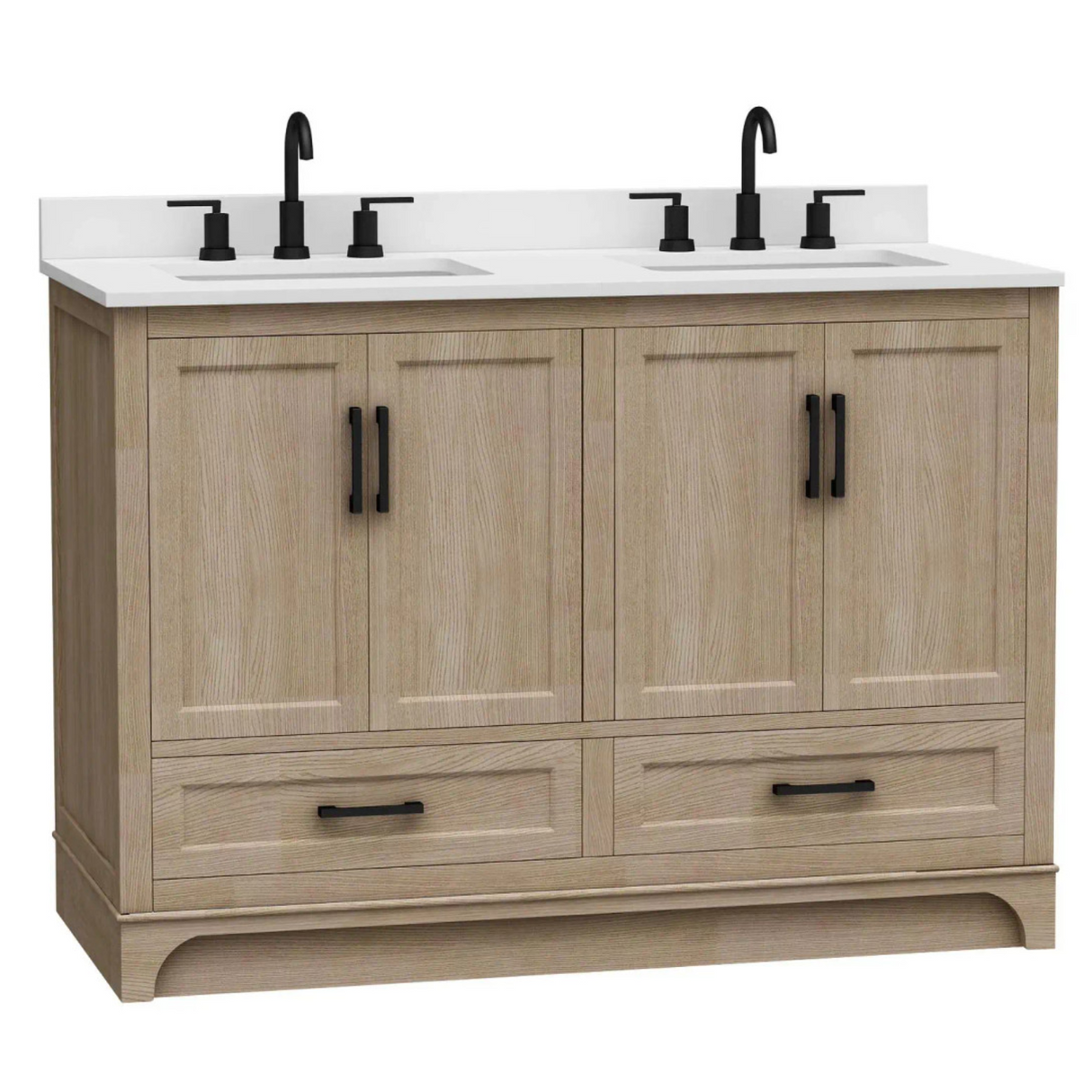 48" Retford Freestanding Solid Wood Bathroom Vanity With Carrara White Engineered Stone Sink Top & 4 In. Backsplash in Light wooden finish
