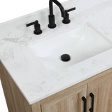 48" Retford Freestanding Solid Wood Bathroom Vanity With Carrara White Engineered Stone Sink Top & 4 In. Backsplash in Light wooden finish