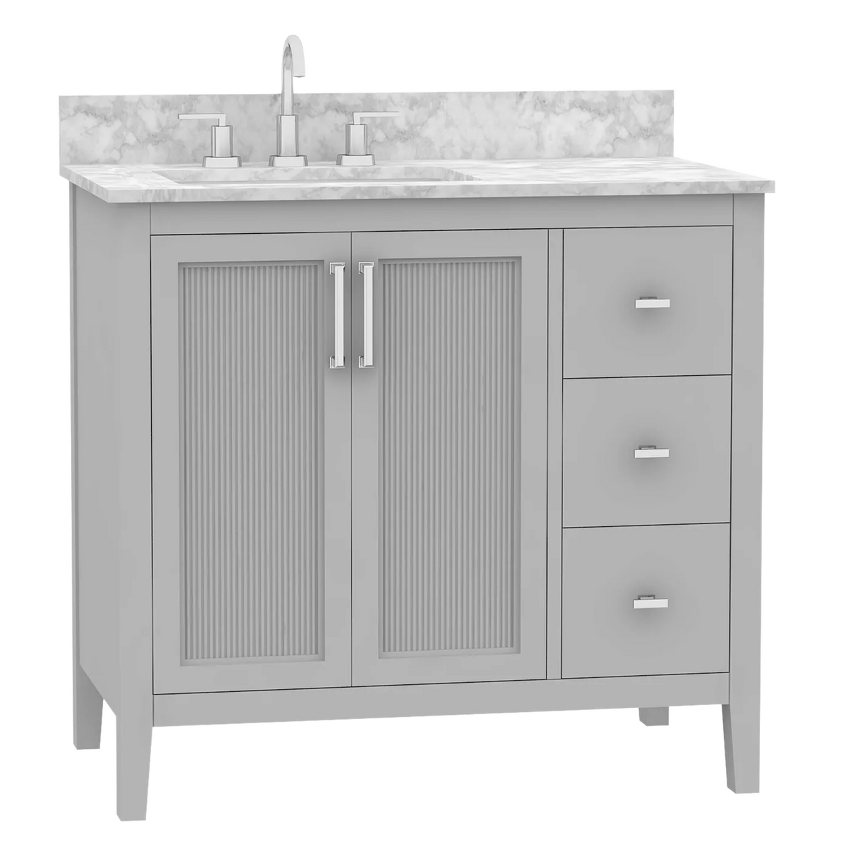 36" Hollister Vanity Combo In Light Gray With Sintered Stone Top