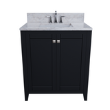 30" Coltrane Espresso Freestanding Solid Wood Bathroom Vanity With Premium Carrara Natural Marble Sink Top with 4 In. Backsplash