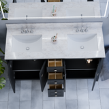 60" Coltrane Espresso Freestanding Solid Wood Bathroom Vanity With Premium Carrara Natural Marble Double Sink Top with 4 In. Backsplash