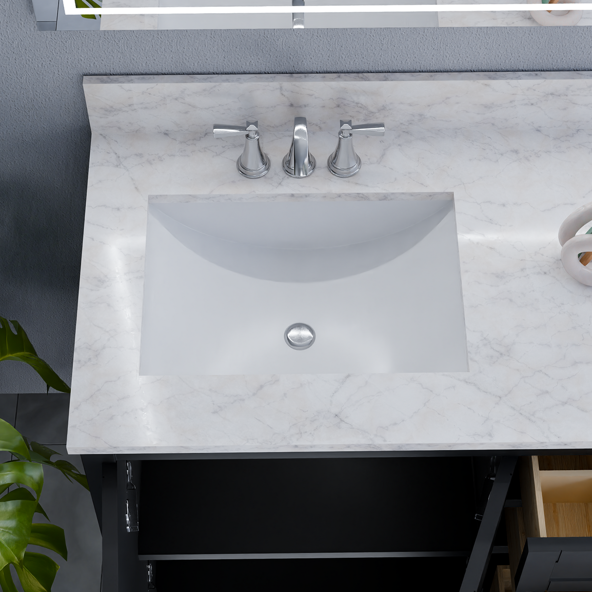 60" Coltrane Espresso Freestanding Solid Wood Bathroom Vanity With Premium Carrara Natural Marble Double Sink Top with 4 In. Backsplash