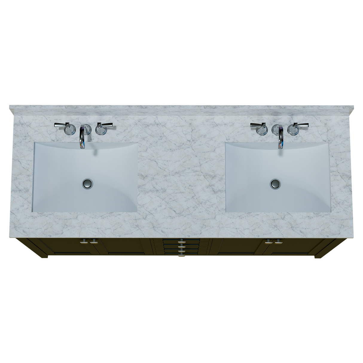 60" Coltrane Espresso Freestanding Solid Wood Bathroom Vanity With Premium Carrara Natural Marble Double Sink Top with 4 In. Backsplash