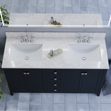 60" Coltrane Espresso Freestanding Solid Wood Bathroom Vanity With Premium Carrara Natural Marble Double Sink Top with 4 In. Backsplash