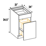 Blanco Gloss - Pull Out Double Wastebasket Cabinet - 34.5 Inch Height x 21 Inch Width x 24 Inch Depth - M09-BWB21