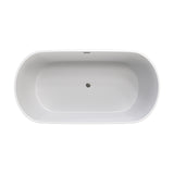 Flora 59 in. Classic Series Acrylic Freestanding Soaking Bathtub in Glossy White with Chrome-Plated Drain Cover & Pop Up-Overflow Hole