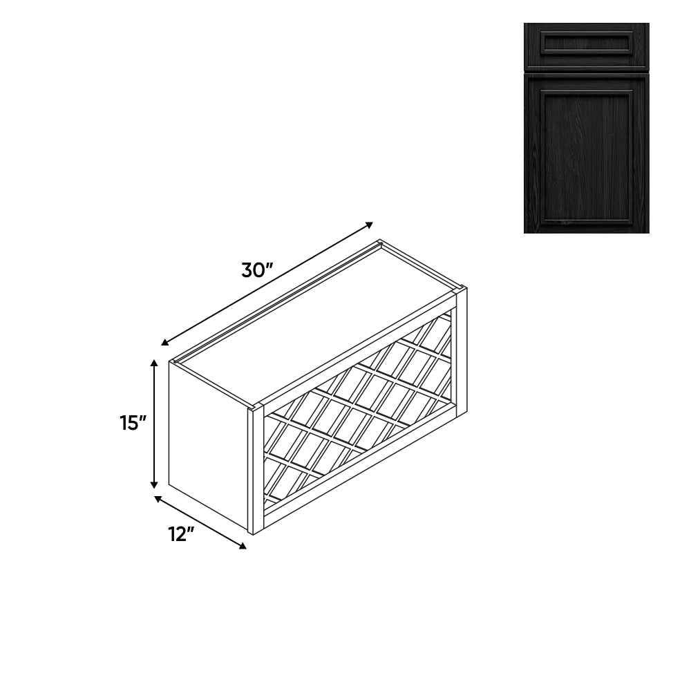 RTA - Elegant Shaker Black - Wine Rack - 30"W x 15"H x 12"D