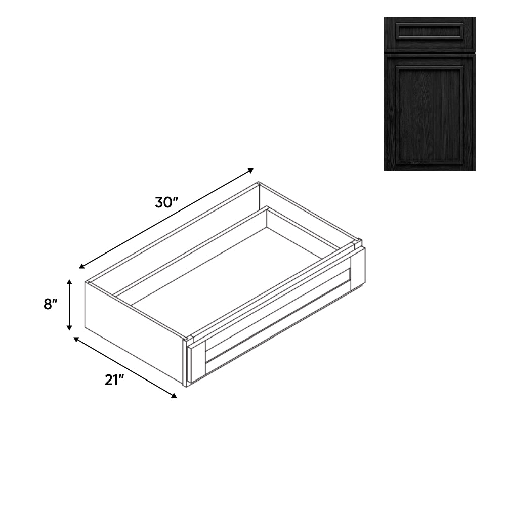 RTA - Elegant Shaker Black - Desk Knee Drawer - 30"W x 8"H x 21"D