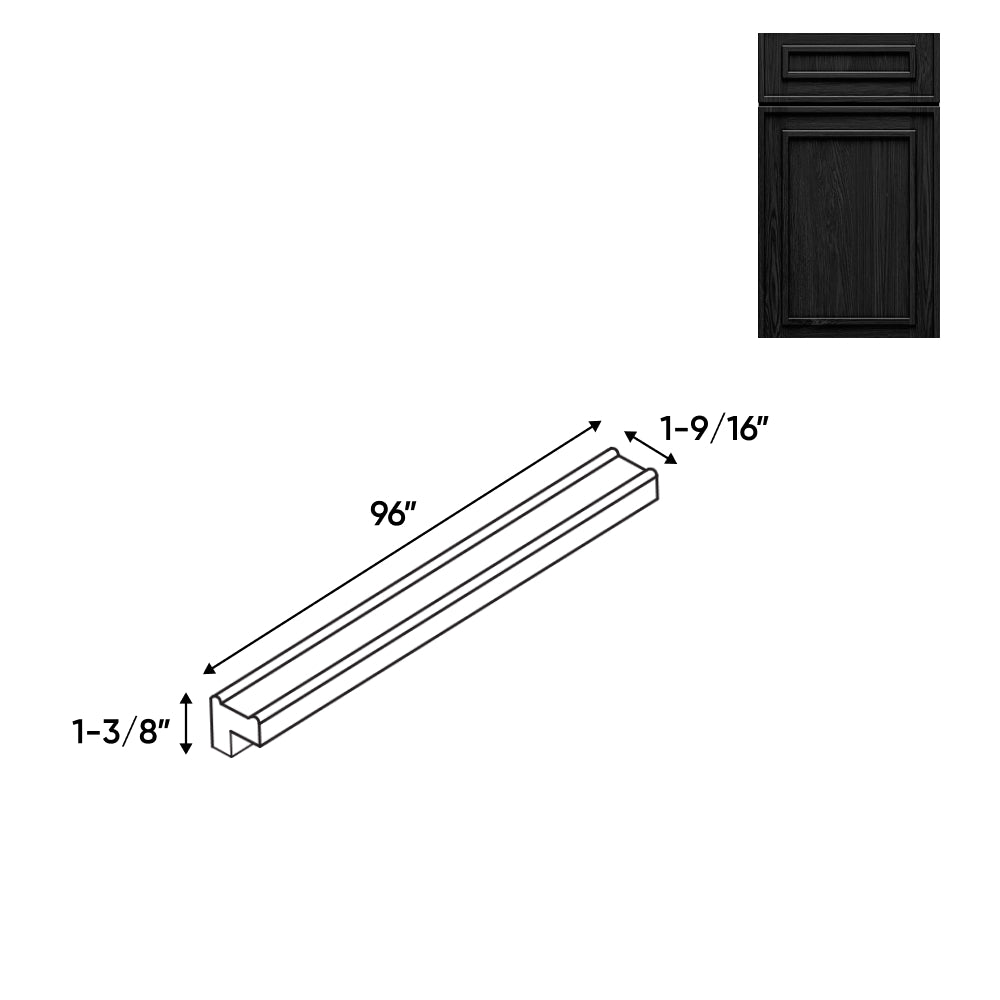 RTA - Elegant Shaker Black - Light Molding - 96"W x 1 3/8"H x 1 9/16"D