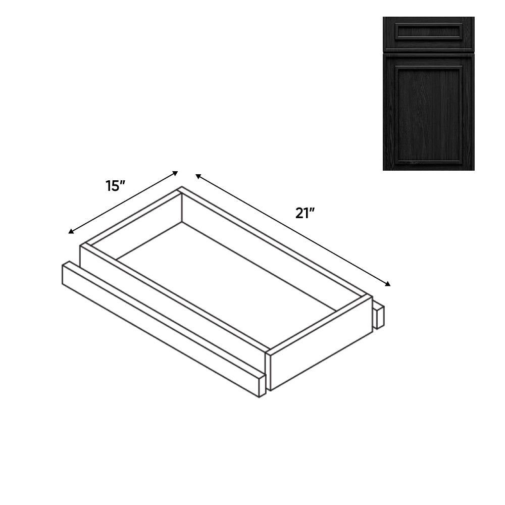 RTA - Elegant Shaker Black - Base Roll Out Tray - 11"W x 4.25"H x 21"D