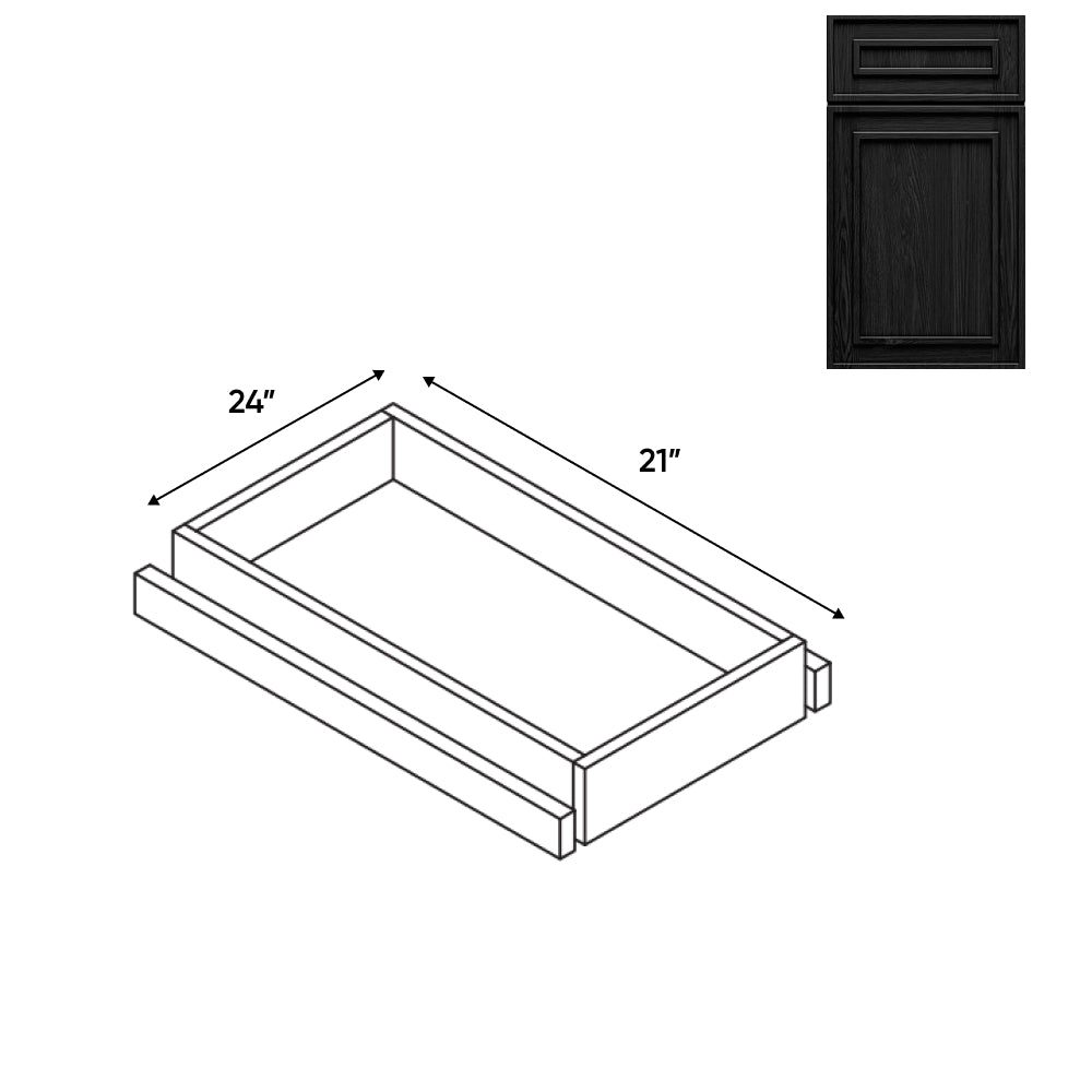 RTA - Elegant Shaker Black - Base Roll Out Tray - 20"W x 4.25"H x 21"D