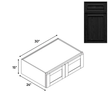 RTA - Elegant Shaker Black - Wall High Cabinets with 2 Door - 30