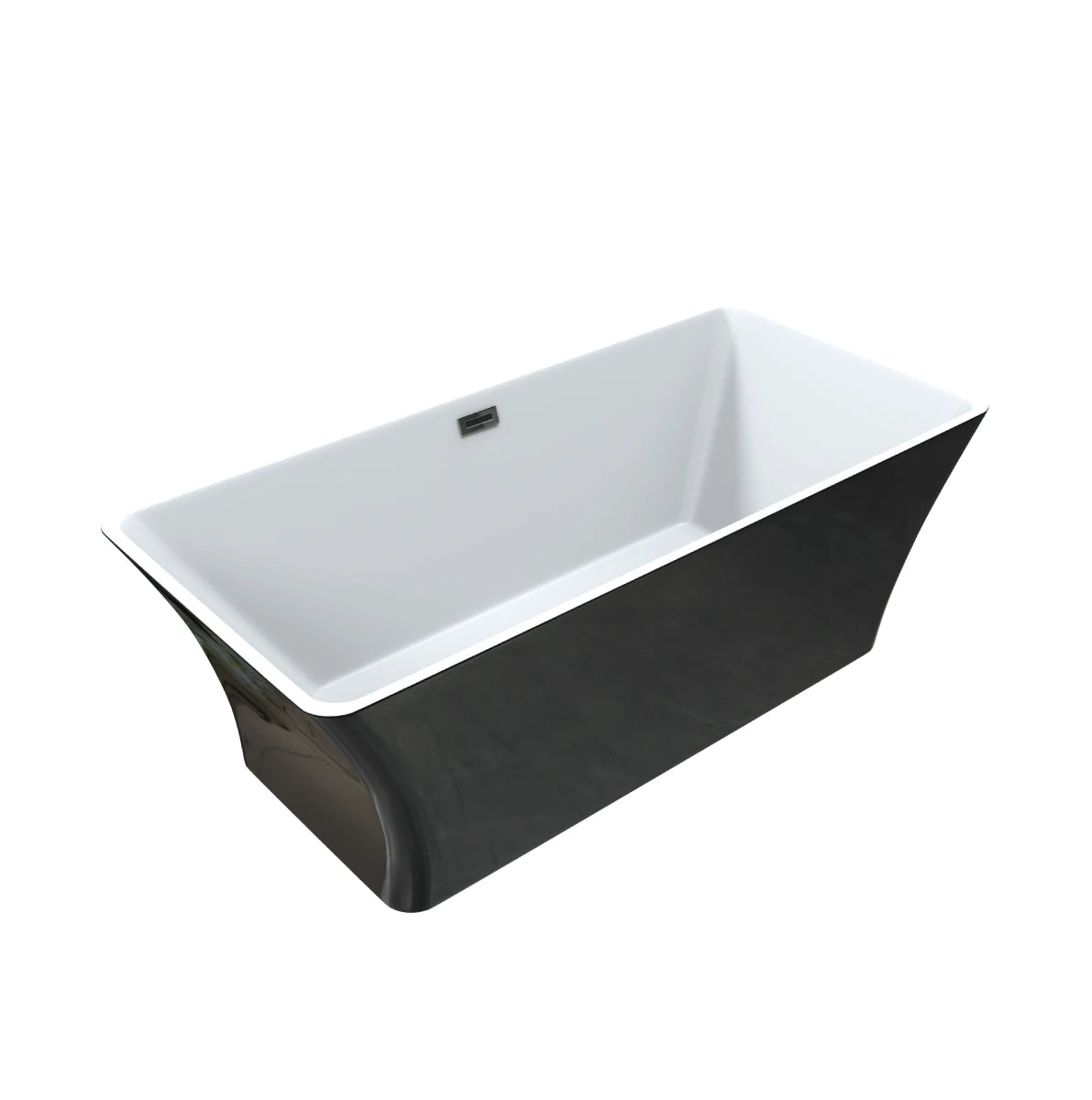 Liberty 67 in. Classic Series Acrylic Freestanding Soaking Bathtub in Glossy Black Outside & Glossy White inside with Chrome-Plated Drain Cover & Pop Up-Overflow Hole