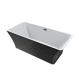 Liberty 67 in. Classic Series Acrylic Freestanding Soaking Bathtub in Glossy Black Outside & Glossy White inside with Chrome-Plated Drain Cover & Pop Up-Overflow Hole