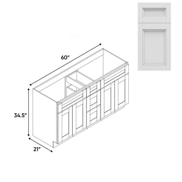 RTA - Havana Blanco - Vanity Cabinets with 3 Drawer Center - 4 Drawer Side - 60