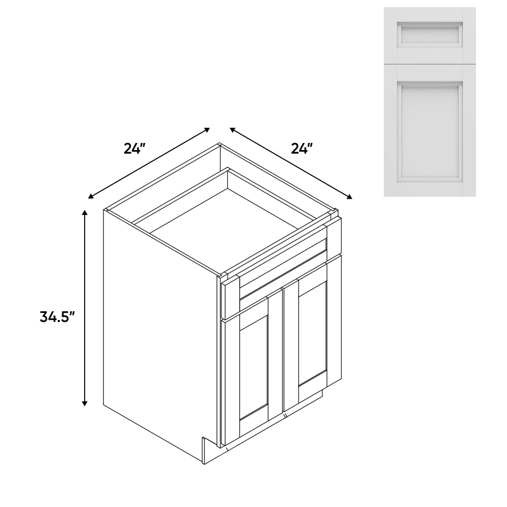 RTA - Havana Blanco - 24"W - Base Cabinet with 2 Door 1 Drawer 1 Shelf - 24"W x 34.5"H x 24"D - HAB-B24