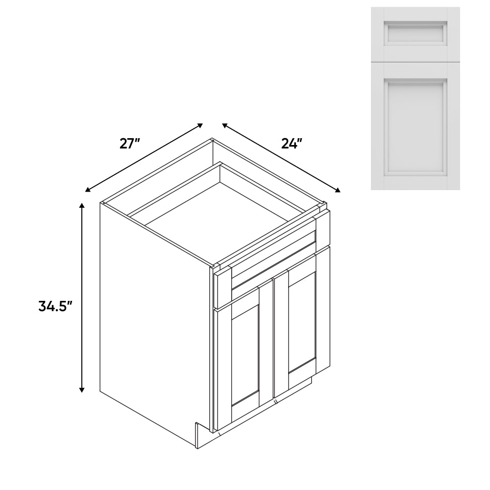 RTA - Havana Blanco - 27"W - Base Cabinet with 2 Door 1 Drawer 1 Shelf - 27"W x 34.5"H x 24"D - HAB-B27