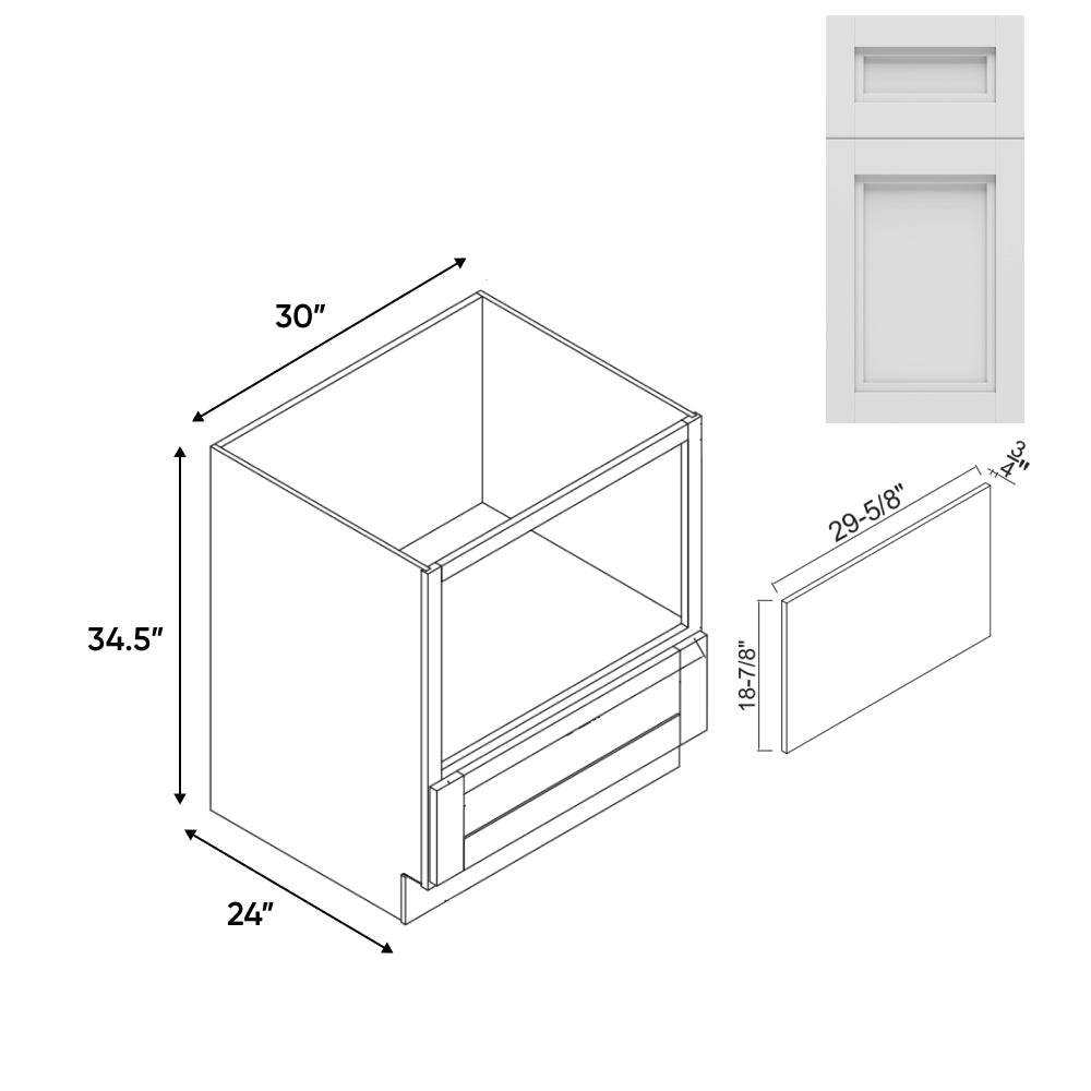 RTA - Havana Blanco - Base Microwave Cabinet - 30"W x 34.5"H x 24"D - HAB-B30MW