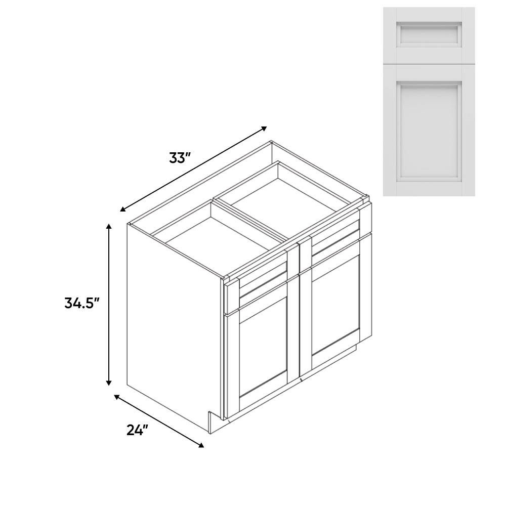 RTA - Havana Blanco - Base Cabinet with 2 Door 2 Drawer 1 Shelf - 33"W x 34.5"H x 24"D