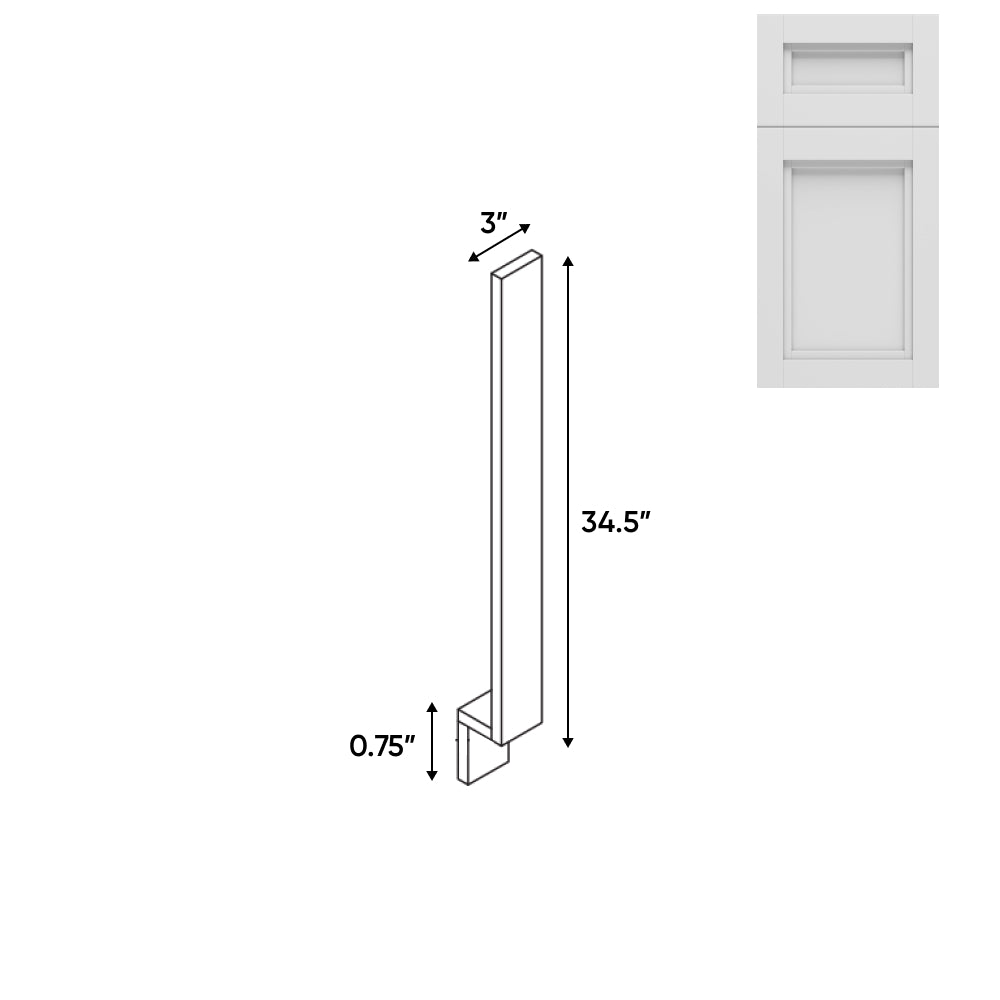 RTA - Havana Blanco - Wood Base Filler - 3"W x 34.5"H x 0.75"D - HAB-BF336