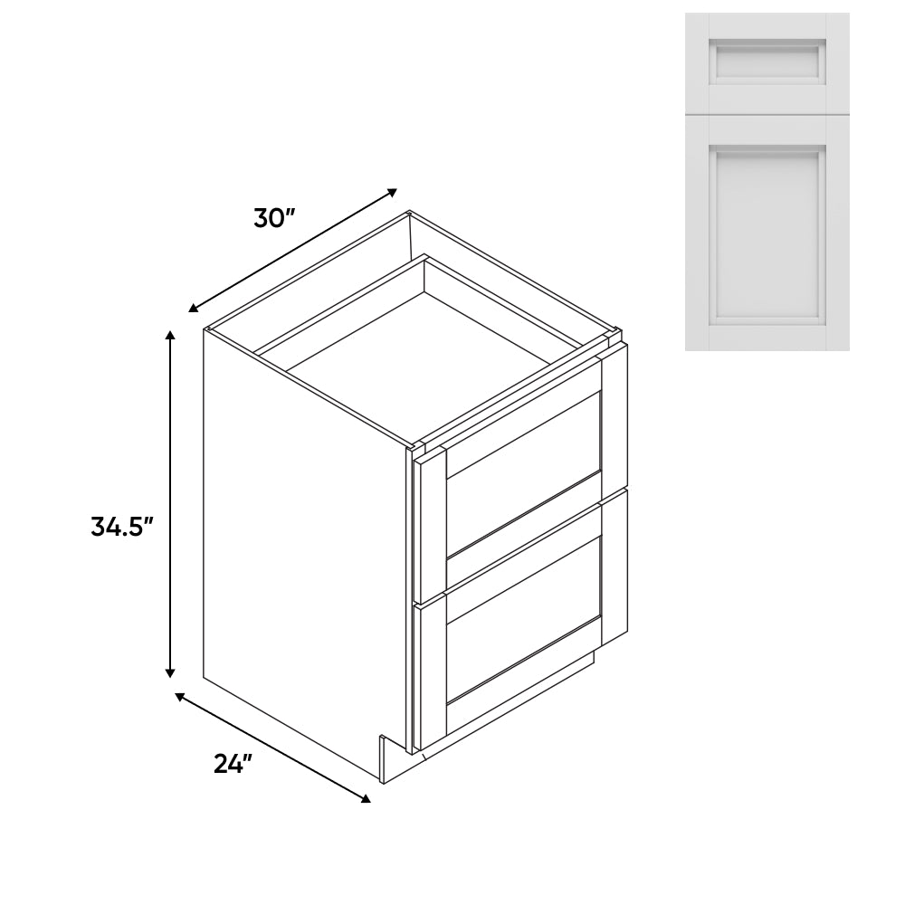 RTA - Havana Blanco - Drawer Pack with 2 Drawer - 30"W x 34.5"H x 24"D - HAB-DBT30