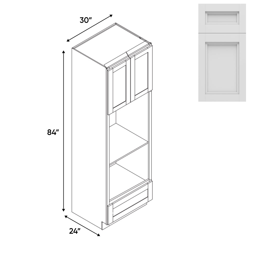 RTA - Havana Blanco - Wall Oven Cabinets with 2 Door 1 Drawer - 30"W x 84"H x 24"D - HAB-OC3084U