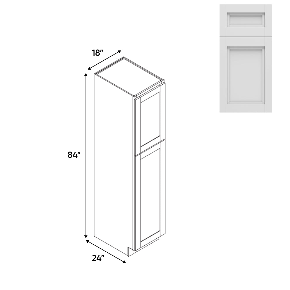 RTA - Havana Blanco - Tall Pantry Cabinets with 2 Door 5 Shelf Space - 18"W x 84"H x 24"D - HAB-PC1884