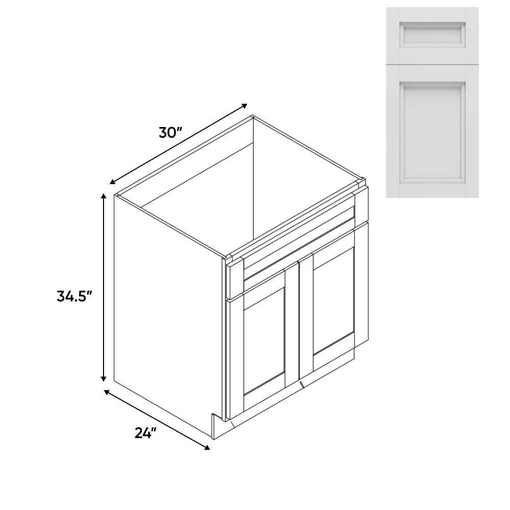 RTA - Havana Blanco - 30"W - Sink Base 2 Door with 1 Drawer Face - 30"W x 34.5"H x 24"D - HAB-SB30