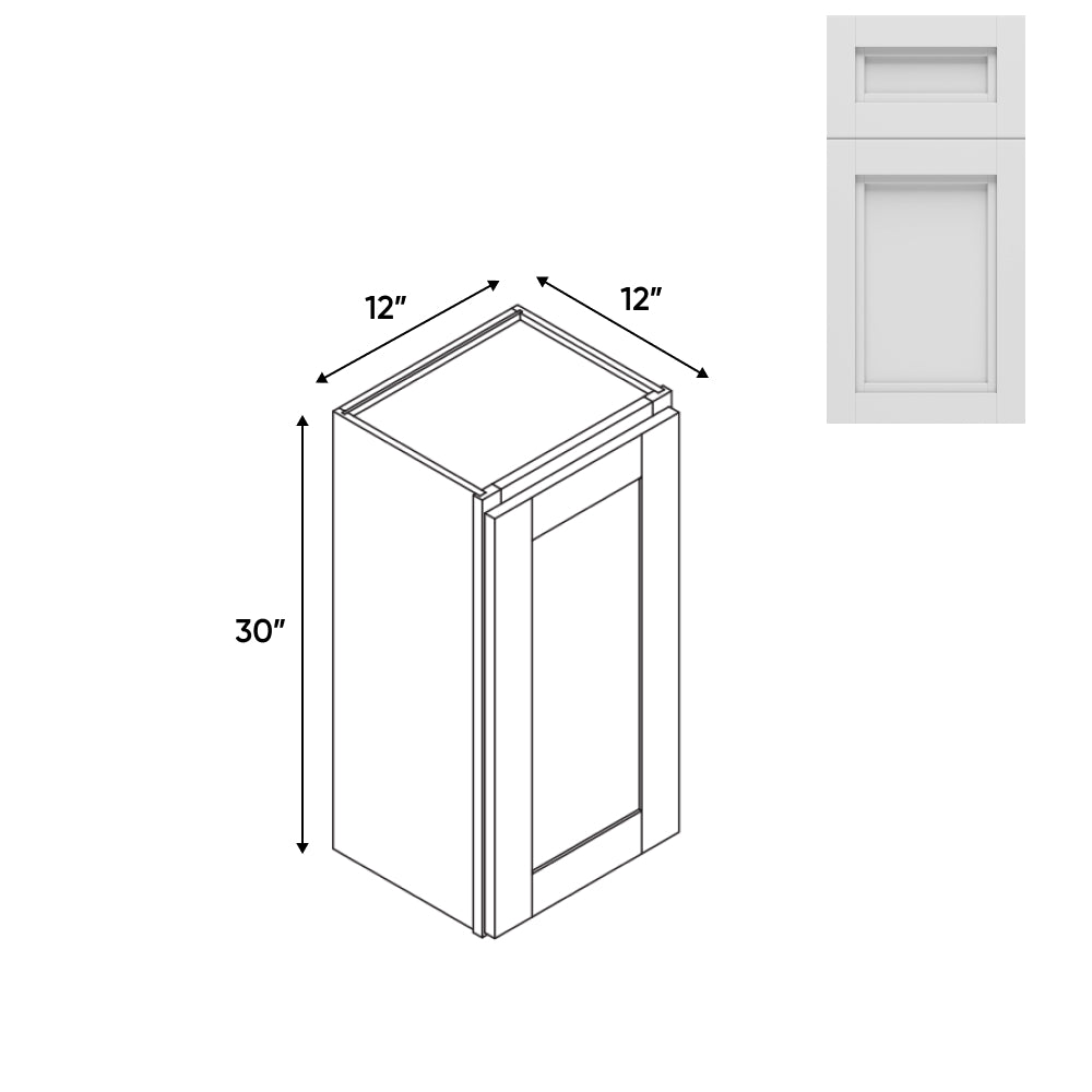 RTA - Havana Blanco - Wall High Cabinets with 1 Door 2 Shelf - 12"W x 30"H x 12"D - HAB-W1230