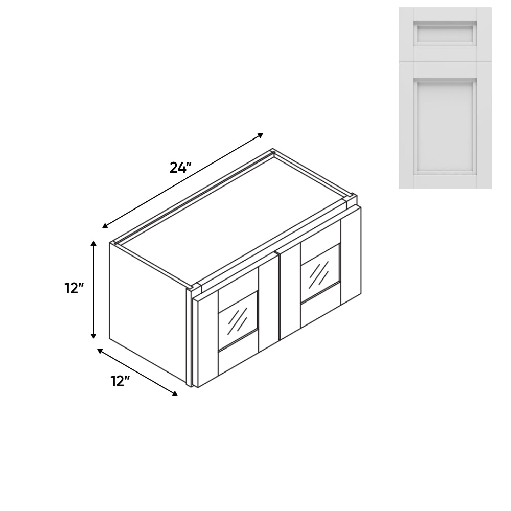 RTA - Havana Blanco - 24"W - Stack Up Wall Cabinet with Two Glass Door - 24"W x 12"H x 12"D - HAB-W2412GD