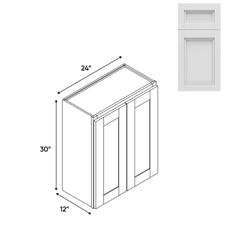 RTA - Havana Blanco - Wall High Cabinets with 2 Door 2 Shelf - 24"W x 30"H x 12"D - HAB-W2430