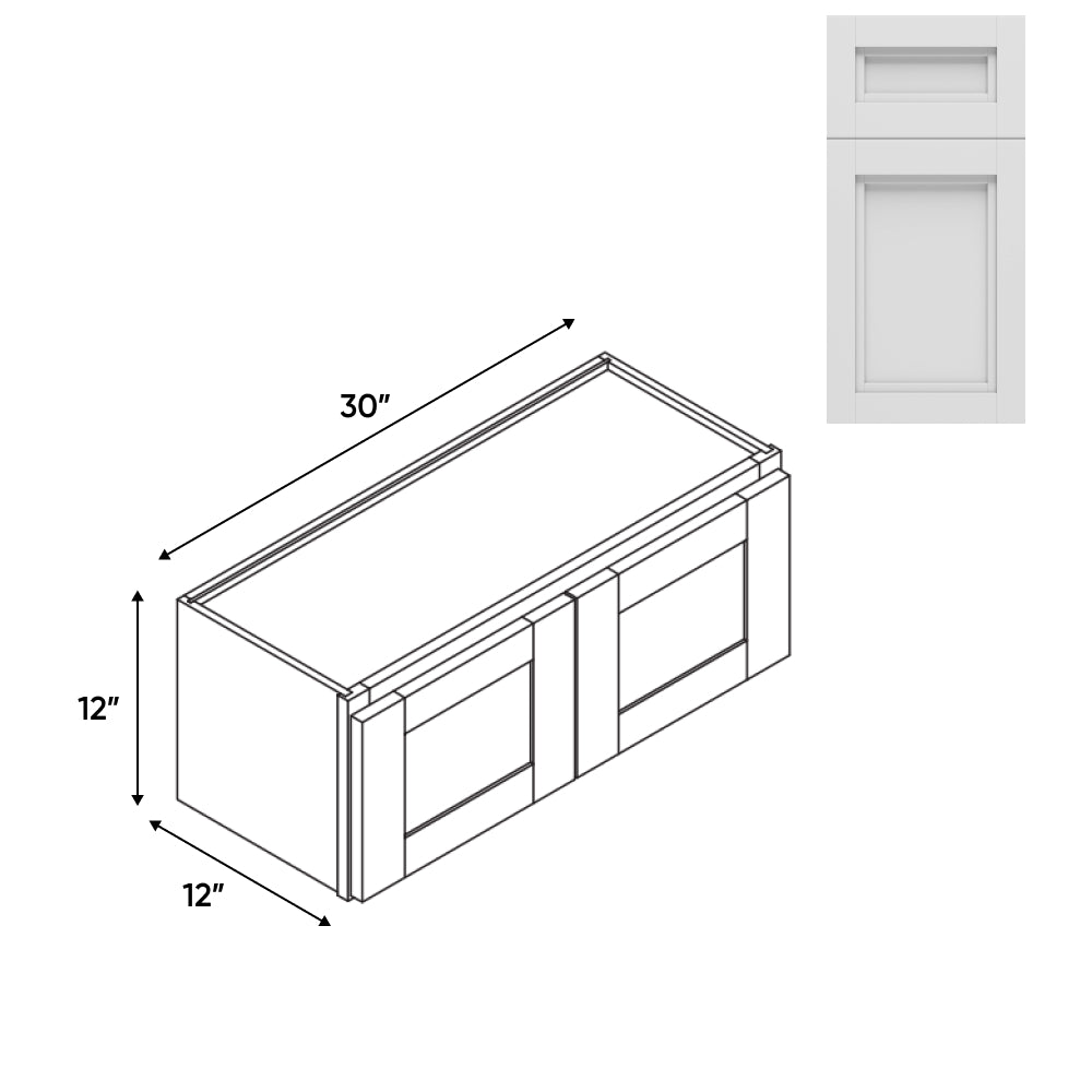 RTA - Havana Blanco - Wall High Cabinets with 2 Door - 30"W x 12"H x 12"D - HAB-W3012